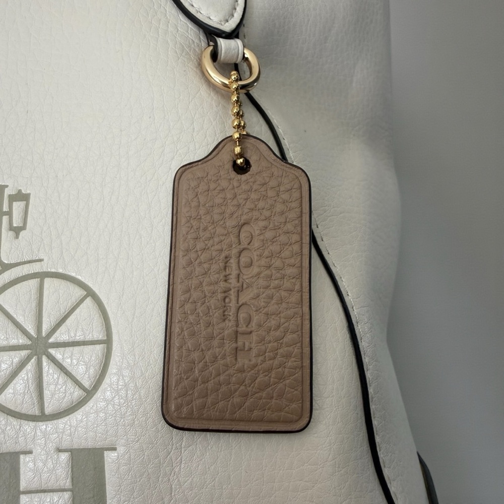 Coach Cream/Chalk Leather Tote Bag with Coach Dust Bag - Picture 7 of 16